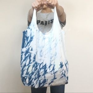 Indigo hand tie-dyed tote-around bag